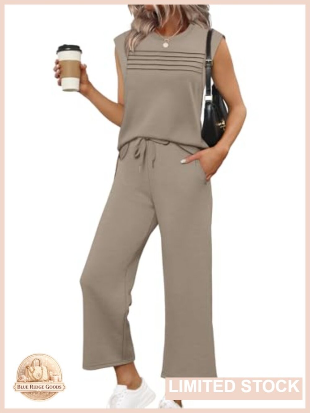 Two Piece Lounge Set Cap Sleeve Wide Leg Crop Pants Travel Vacay Outfit